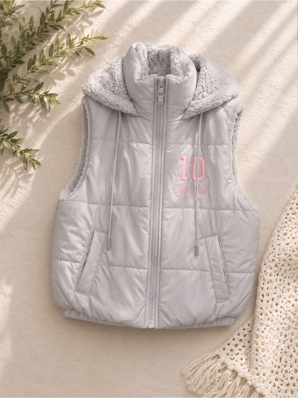 90. New with tags! 💗 Madden Sherpa vest gray 
With pink “sports club”
Jr Size L
